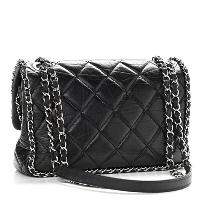 Chanel Crumpled Calfskin Medium Chain All Over Flap Black 3 of 12
