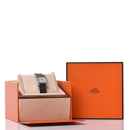 Hermes Stainless Steel Alligator Diamond Bezel Mother of Pearl 21mm Heure H Hour Quartz Watch Noir 8 of 8