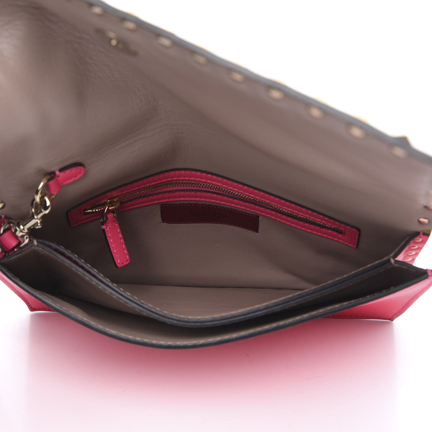 Valentino Garavani Nappa Rockstud Wristlet Clutch Fuxia Fluo 5 of 12