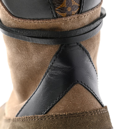 Louis Vuitton Suede Calfskin Monogram Laureate Platform Desert Boots 38 Taupe 12 of 17