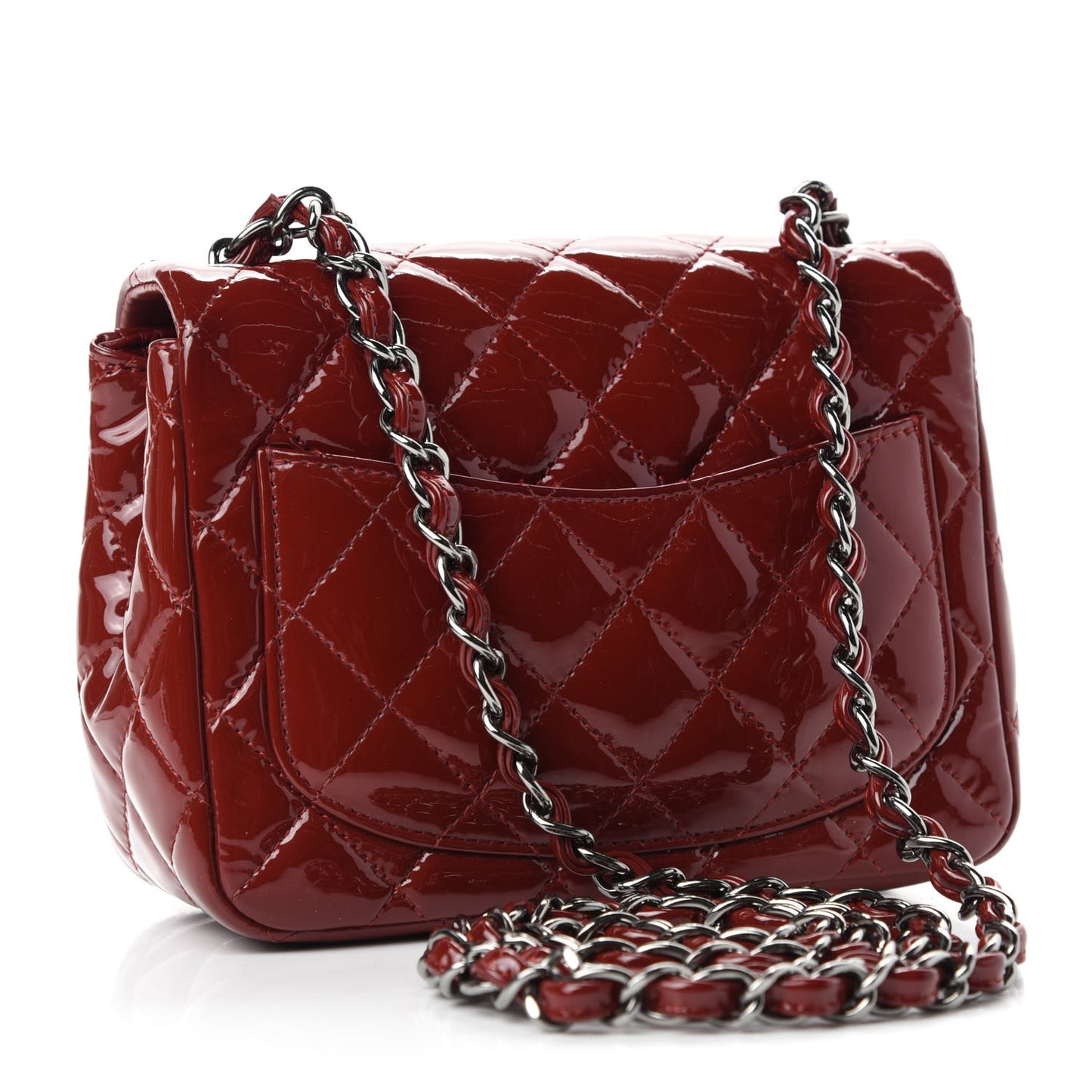 Patent Quilted Mini Square Flap Red