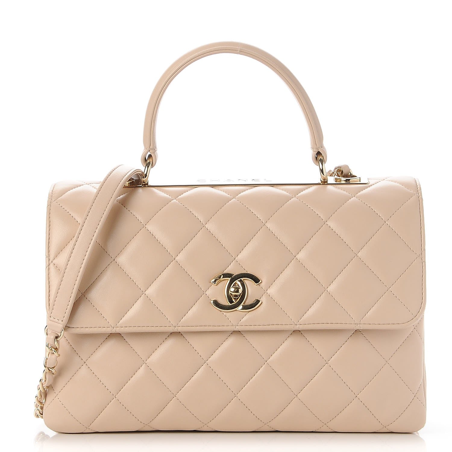 Chanel Lambskin Quilted Medium Trendy CC Flap Dual Handle Bag Beige 1 of 10