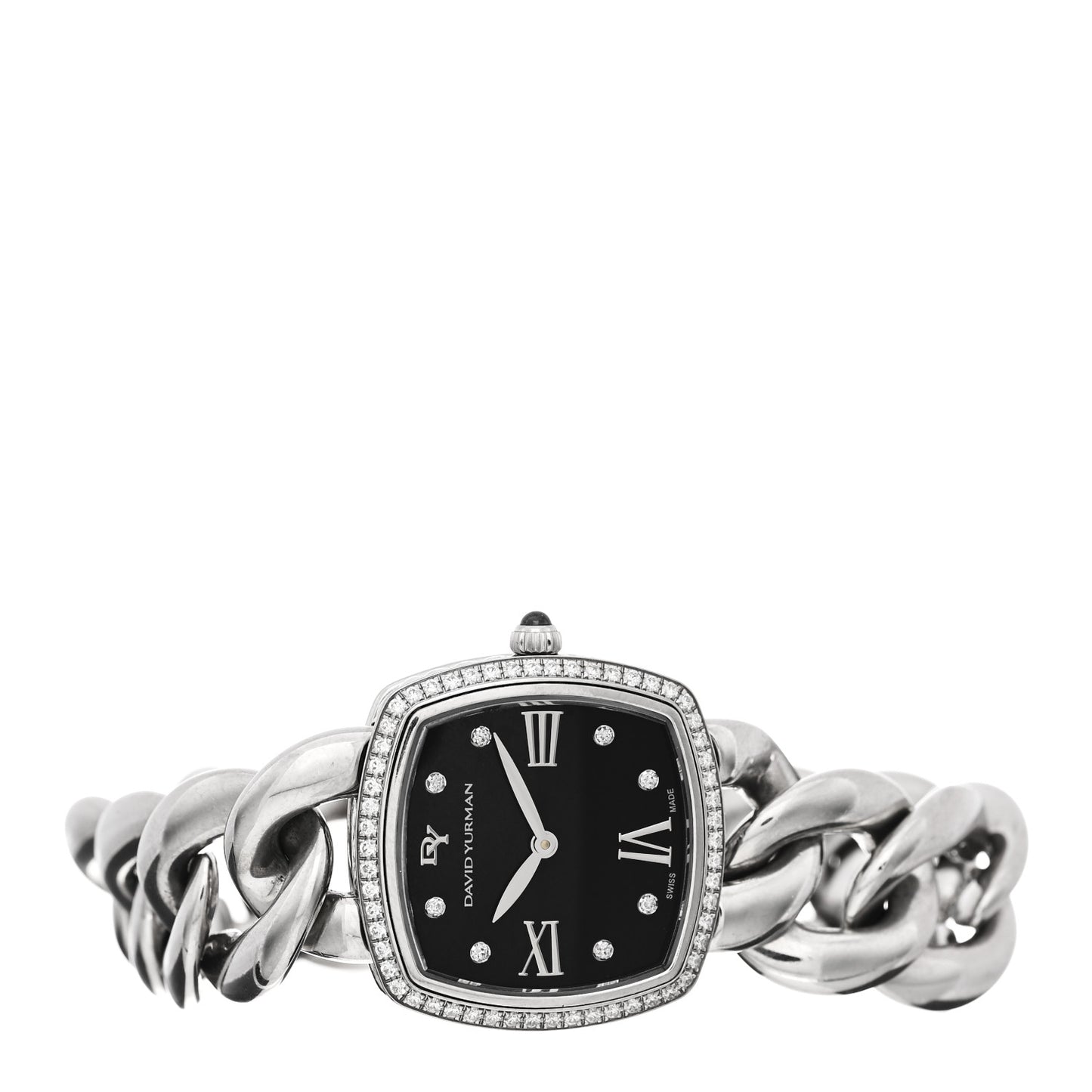 Stainless Steel Diamond Bezel 27mm Albion Quartz Watch Black