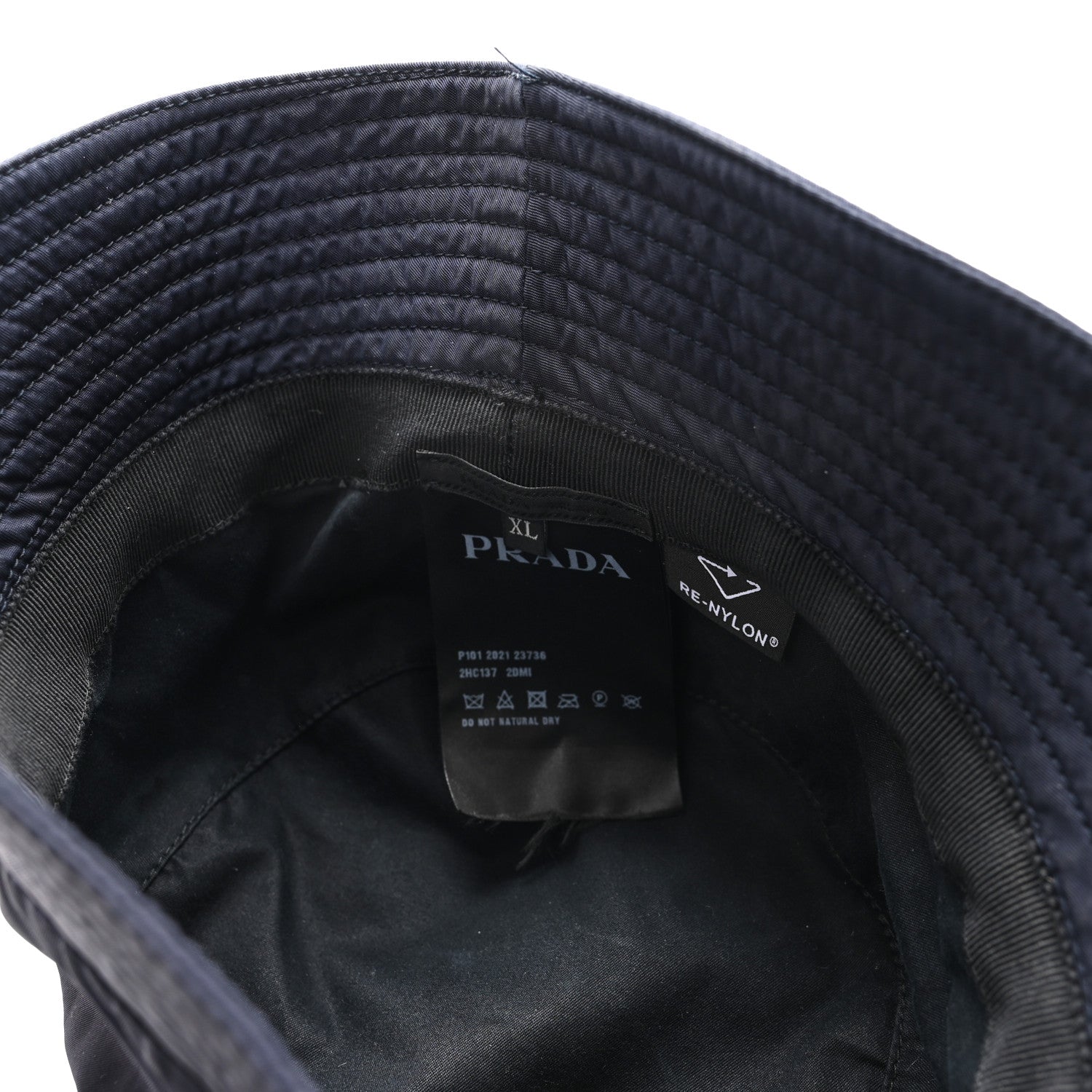 Prada Re-Nylon Metal Triangle Logo Womens Bucket Hat XL Black 8 of 9