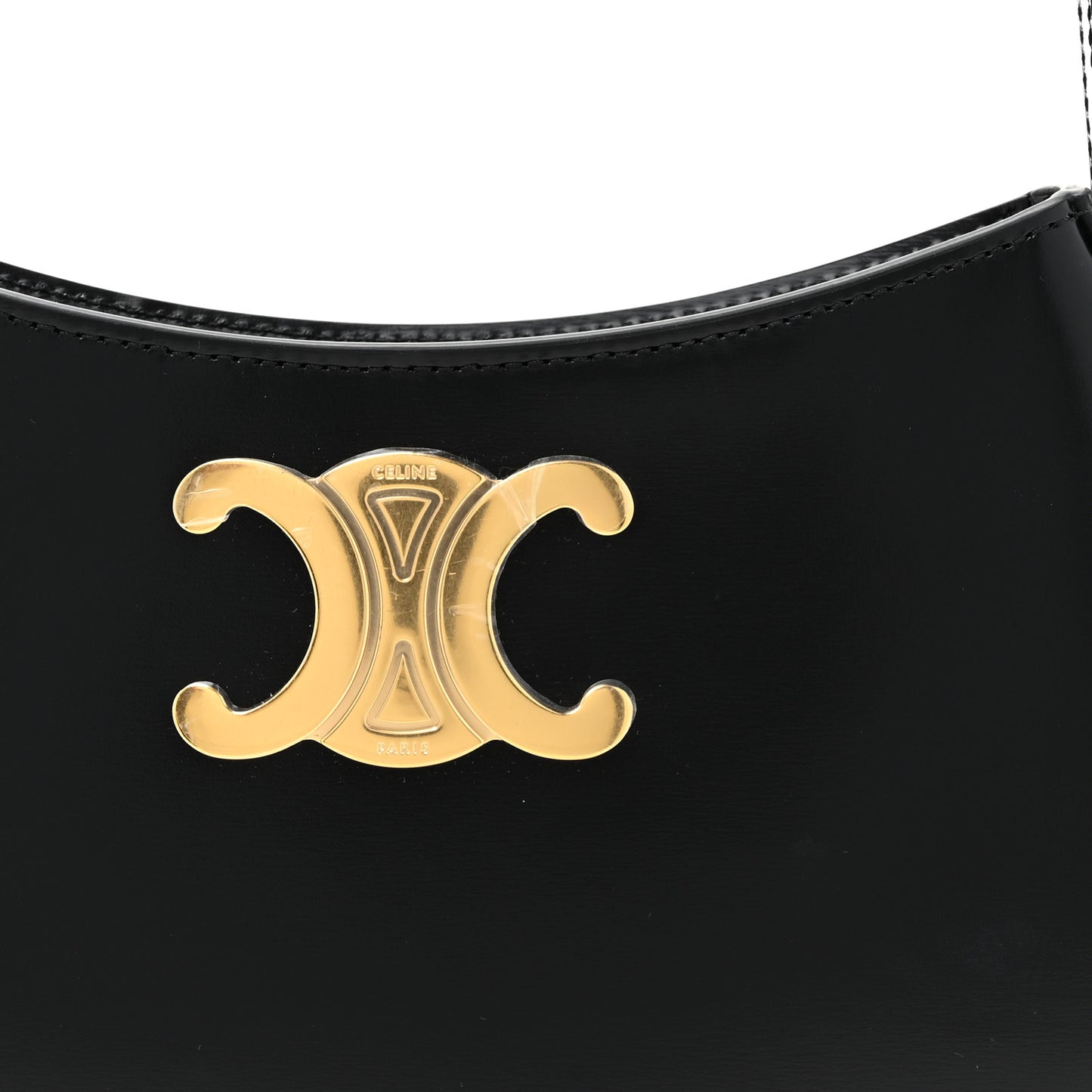 Shiny Calfskin Medium Tilly Triomphe Shoulder Bag Black