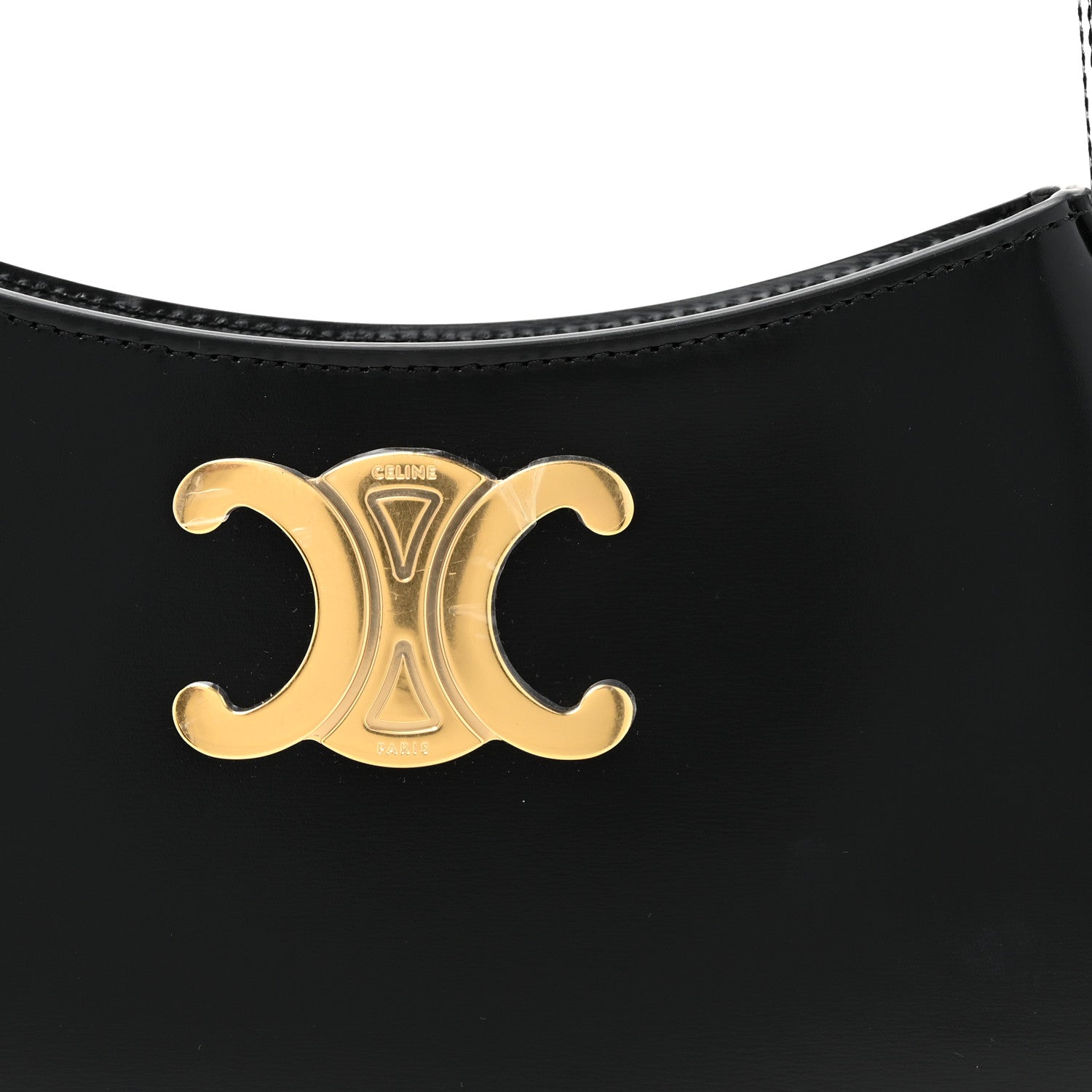 Celine Shiny Calfskin Medium Tilly Triomphe Shoulder Bag Black 7 of 10