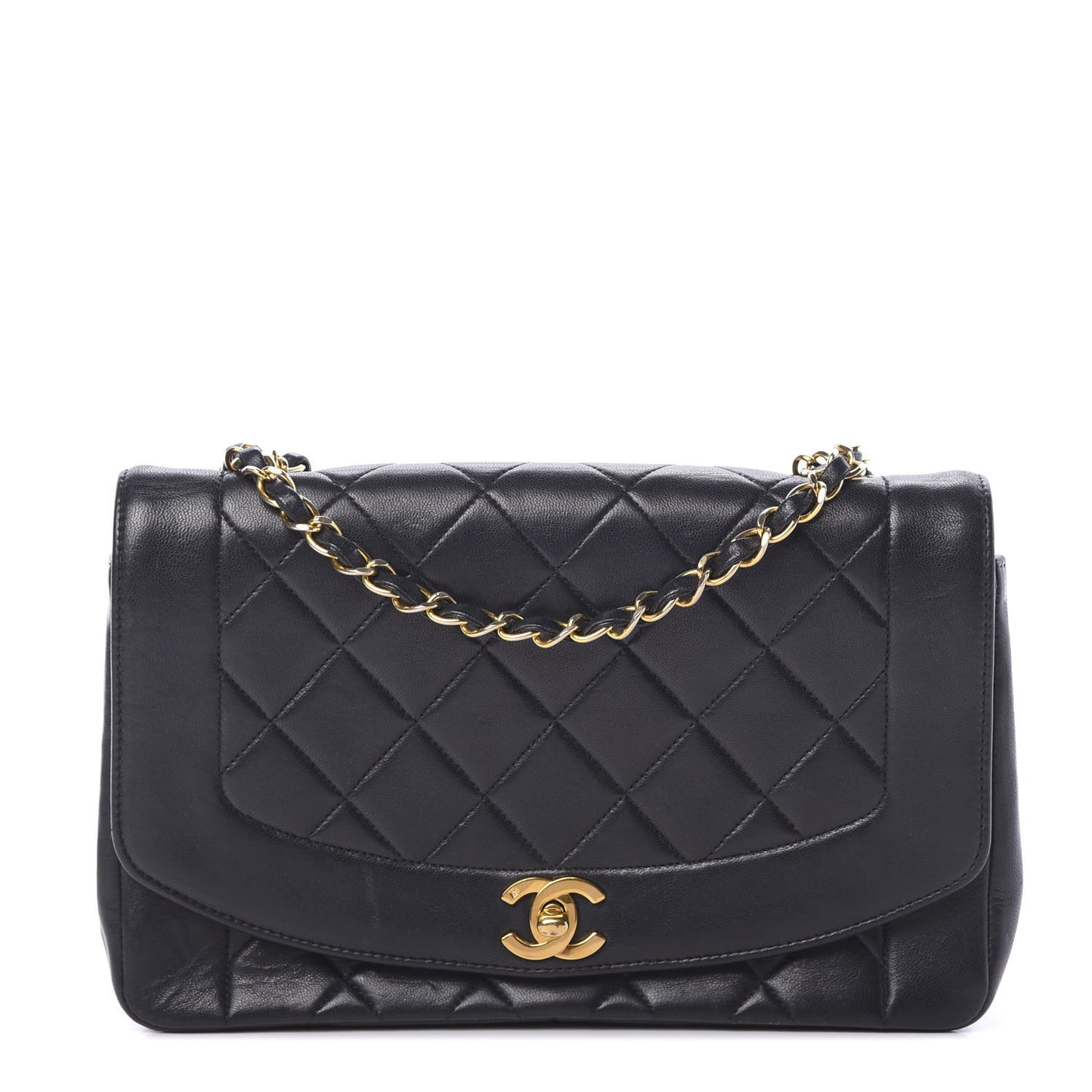 Lambskin Quilted Medium Single Flap Black