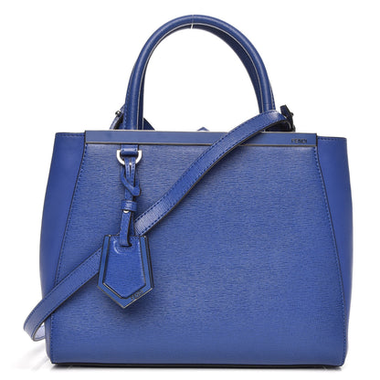 Fendi Vitello Elite Petite 2Jours Tote Blue Neon 1 of 8