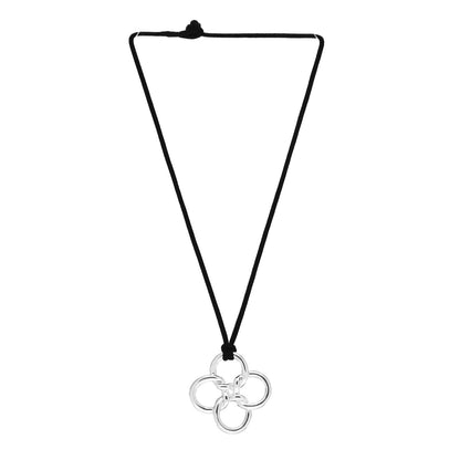 Tiffany Sterling Silver Elsa Peretti Quadrifoglio Pendant Cord Necklace 3 of 4