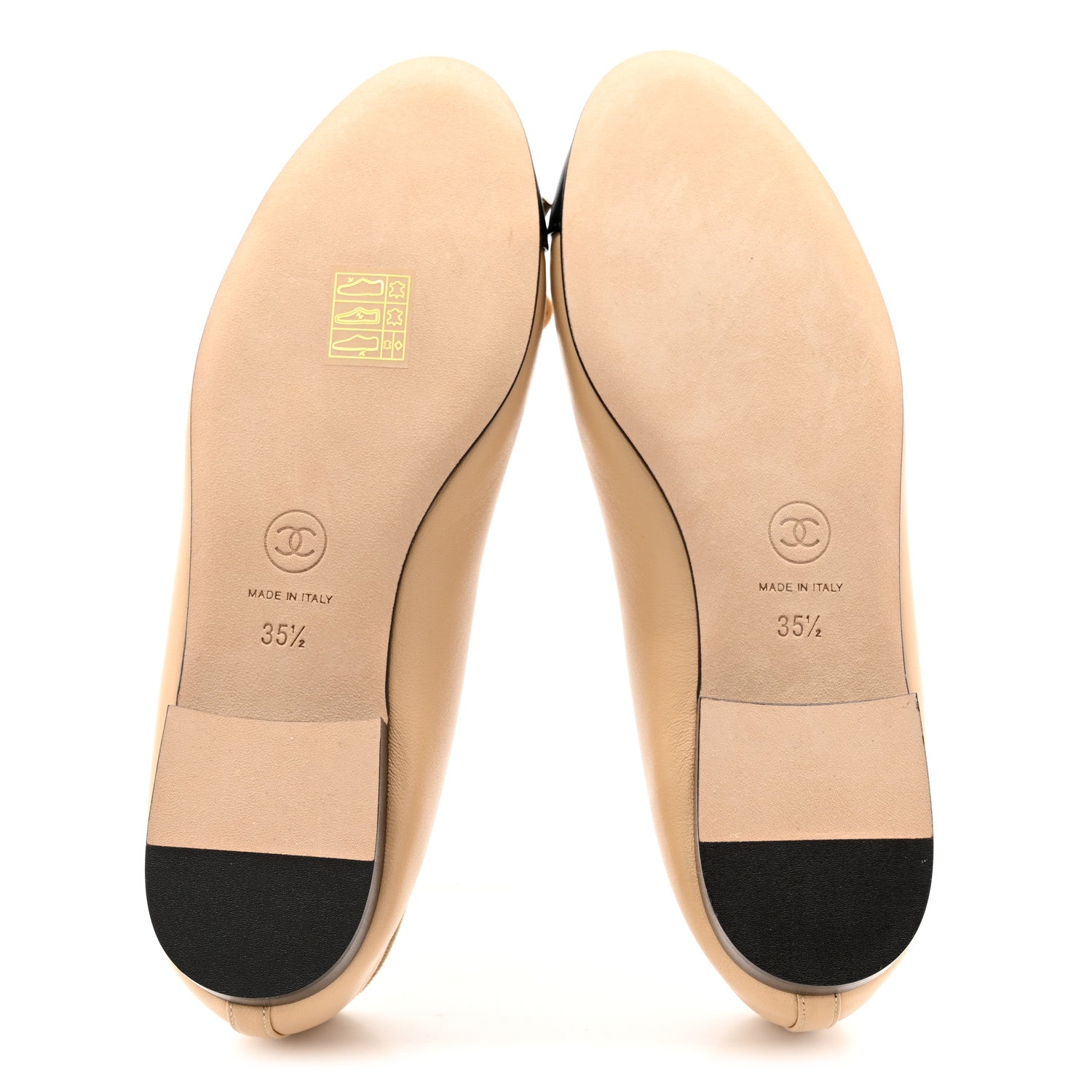 Chanel Lambskin Cap Toe CC Ballerina Flats 35.5 Dark Beige Black 5 of 13
