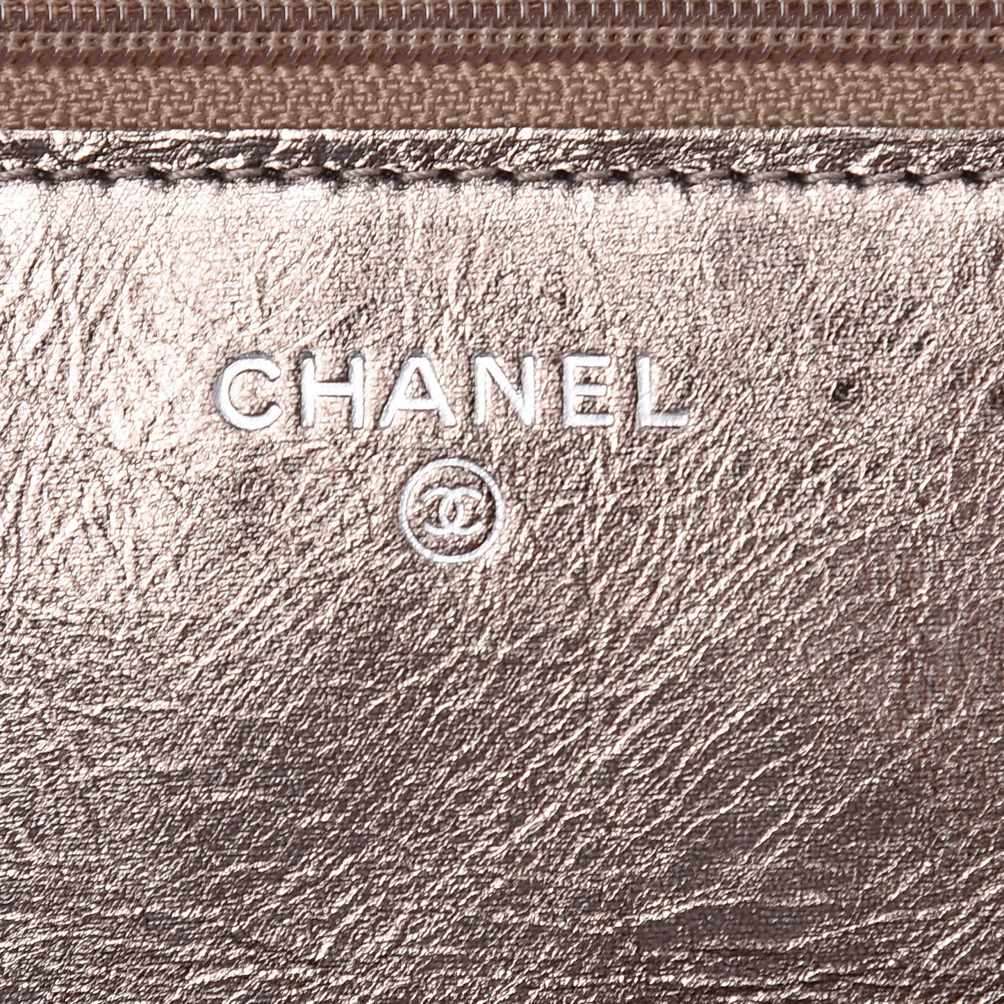 Metallic Aged Calfskin Quilted Reissue Wallet On Chain WOC Bronze