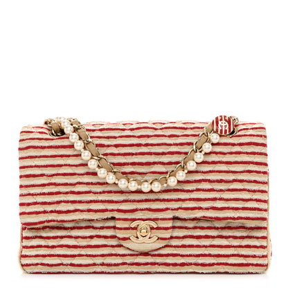 Chanel Jersey Quilted Medium Coco Sailor Flap Red White 1 of 10