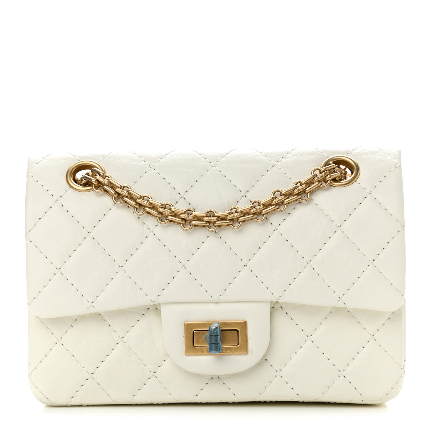 Aged Calfskin Quilted 2.55 Reissue Mini Flap White