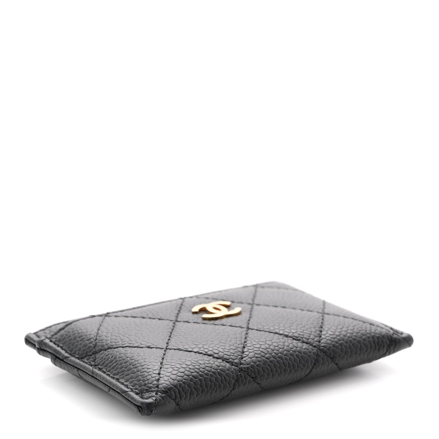 Caviar Quilted Card Holder Black