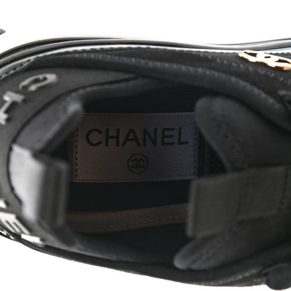 Chanel Velvet Calfskin Mixed Fibers CC Sneakers 36 Black 7 of 9