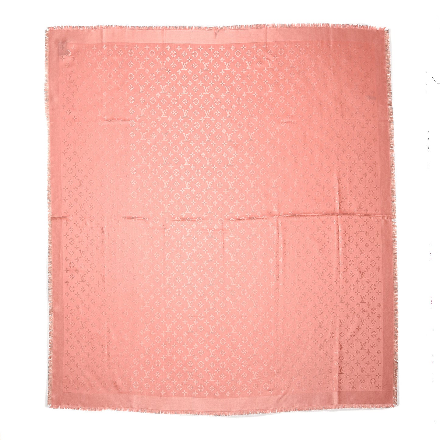 Silk Wool Monogram Shawl Corail