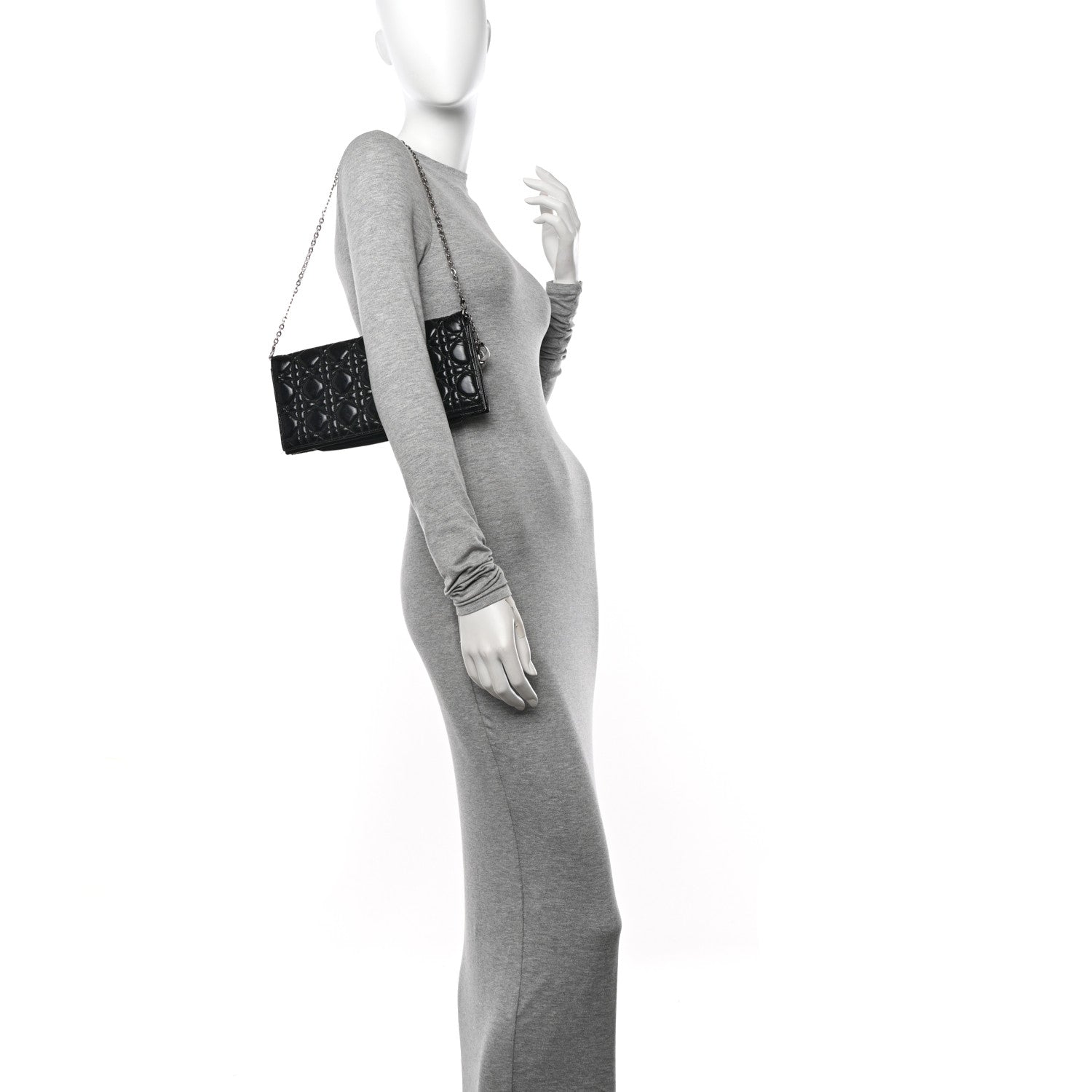 Christian Dior Patent Cannage Lady Dior Convertible Clutch Black 2 of 15