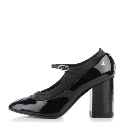 Chanel Patent CC Cap Toe Pumps 39.5 Black 1 of 8
