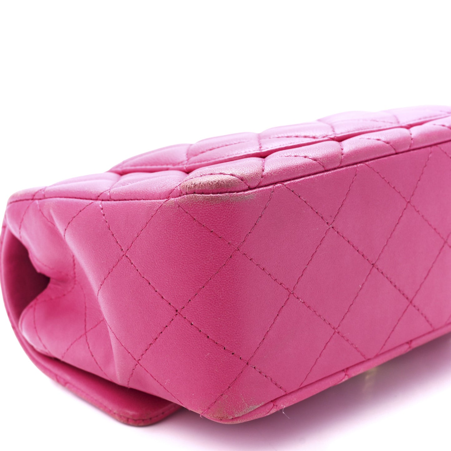 Lambskin Quilted Mini Rectangular Flap Fuchsia