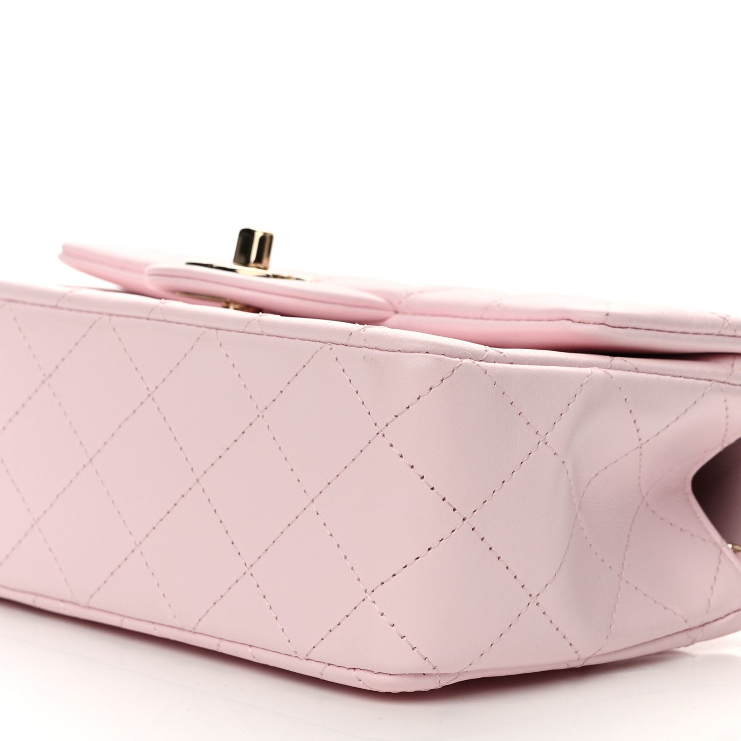 Lambskin Quilted Mini Top Handle Rectangular Flap Light Pink