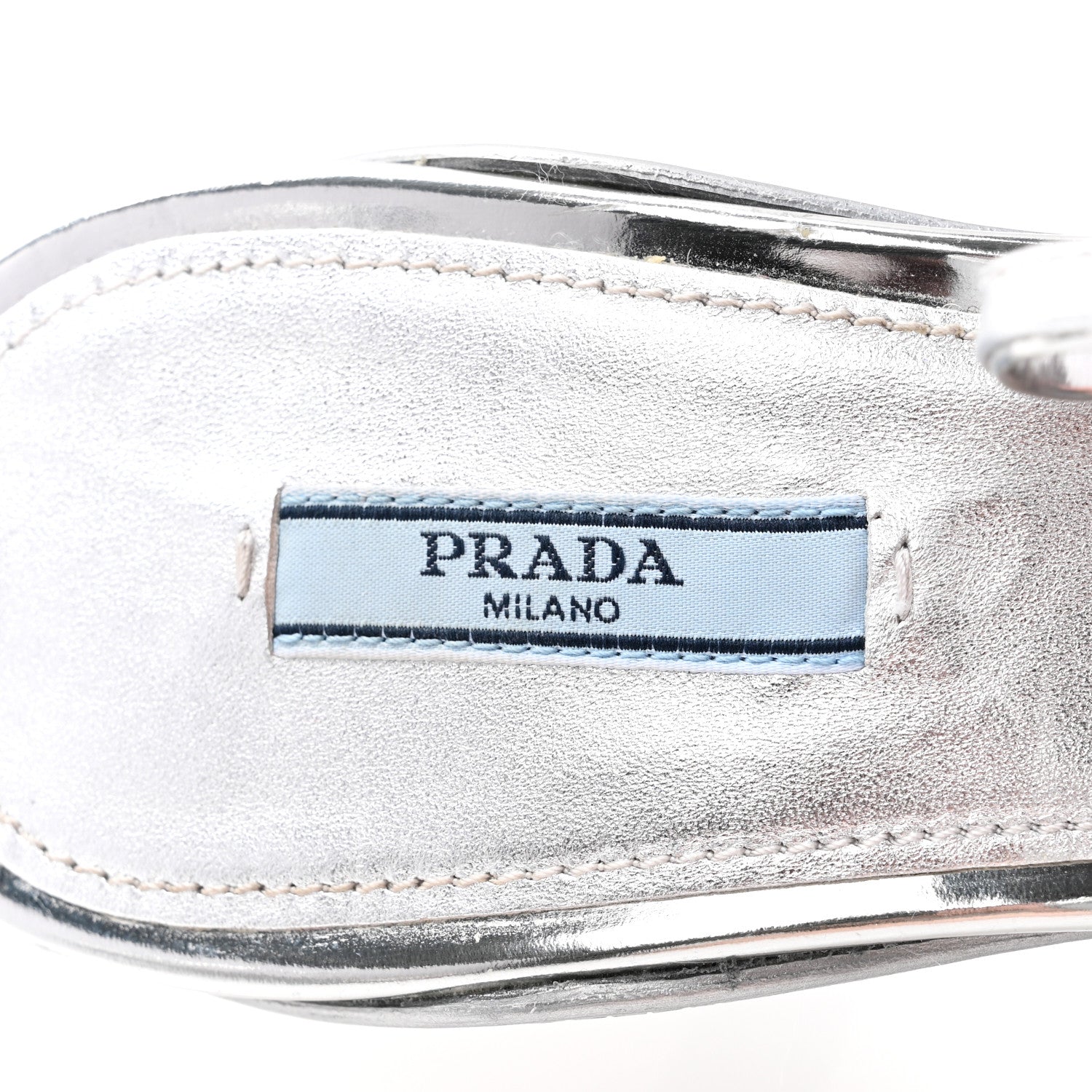 Prada Spazzolato Triangle Logo Pointed Toe 45mm Slingback Pumps 40 Argento 6 of 9