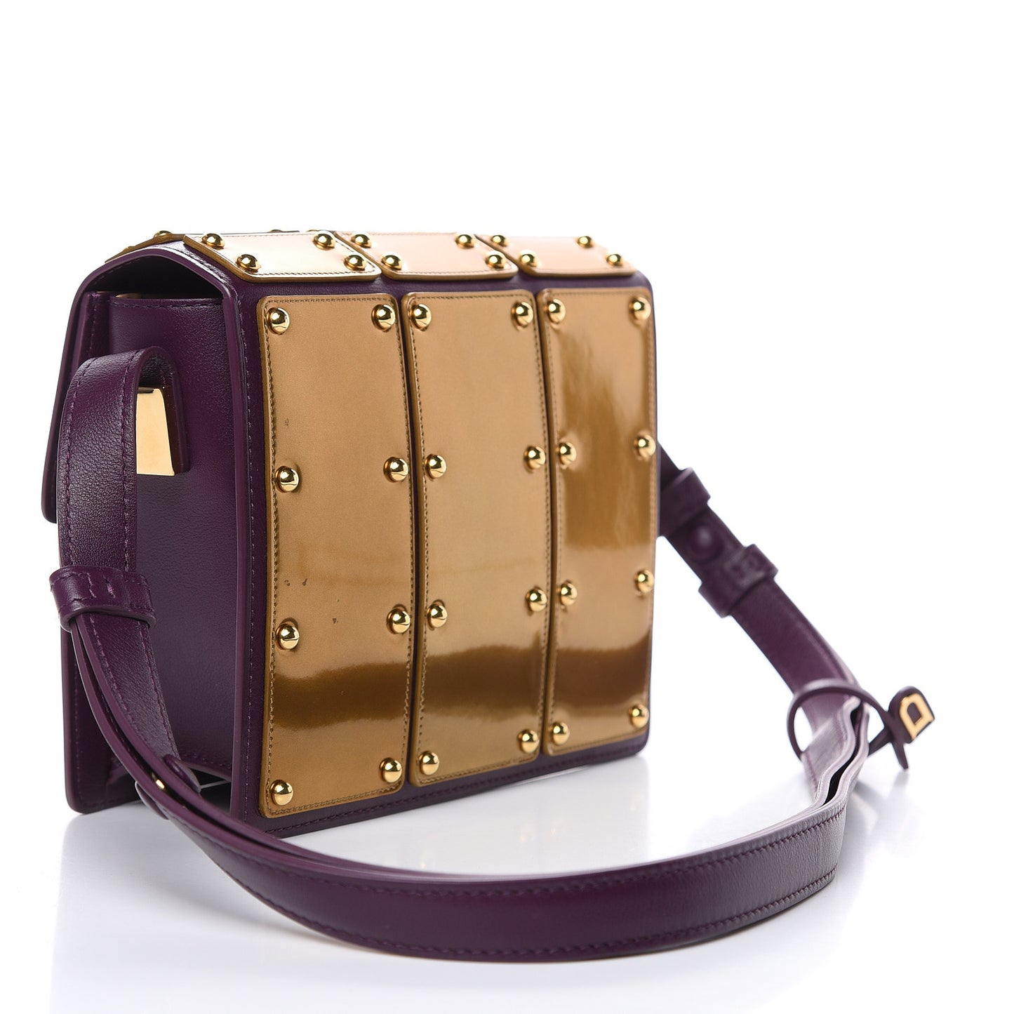 Calfskin Mini Iron Shield Madame Crossbody Prune Antique Gold