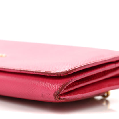 Prada Saffiano Metal Continental Flap Wallet Peonia 9 of 15