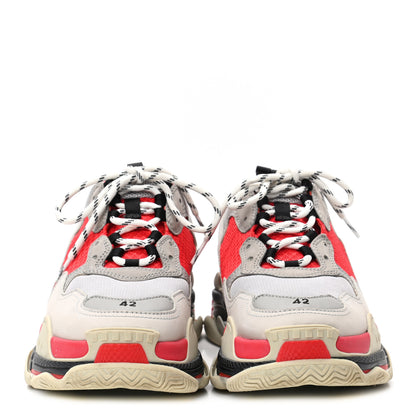 Balenciaga Fabric Mesh Mens Triple S Sneakers 42 Red Grey White 2 of 9