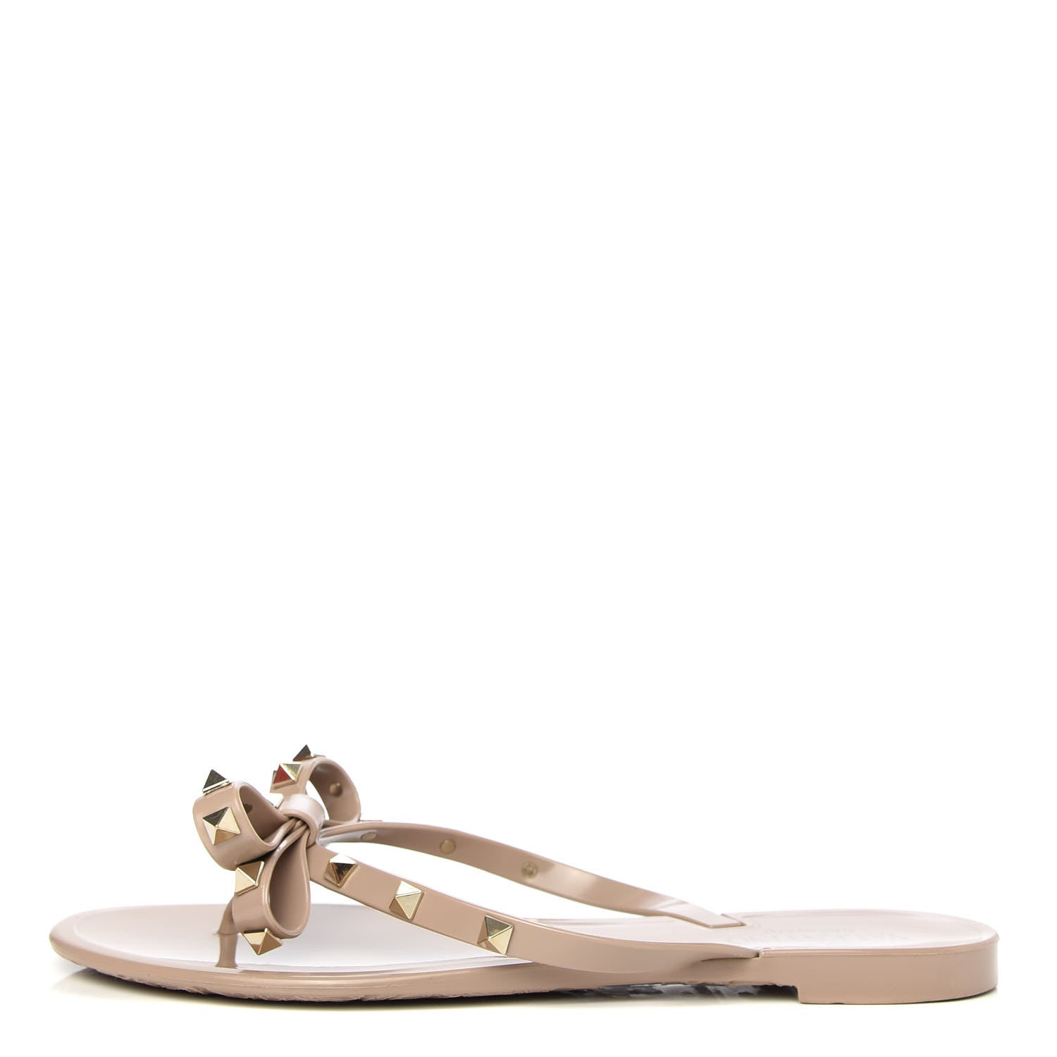 Valentino Garavani PVC Jelly Rockstud Bow Thong Sandals 40 Poudre 1 of 9