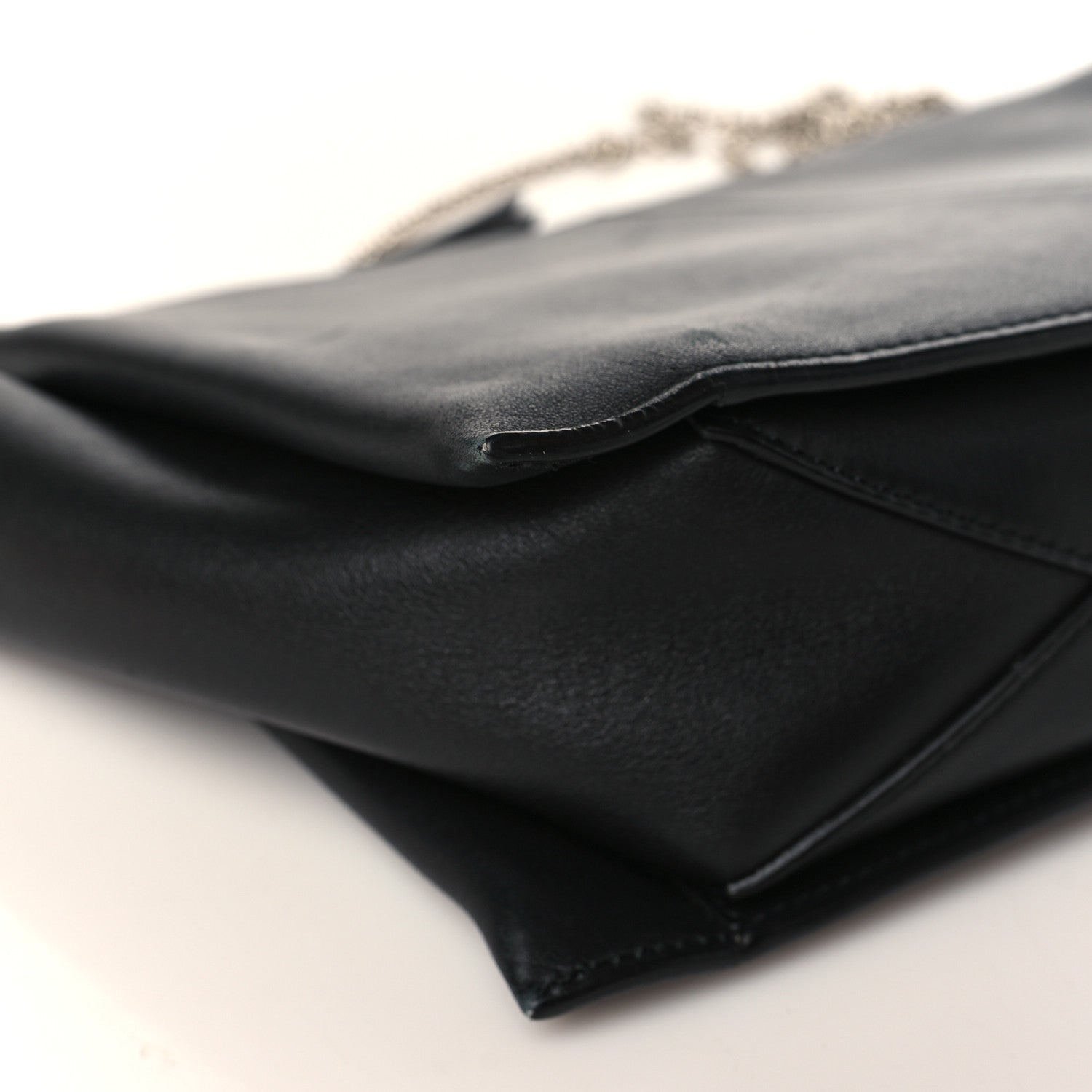 Celine Smooth Calfskin Tri-Fold Clutch on Chain Black 8 of 9