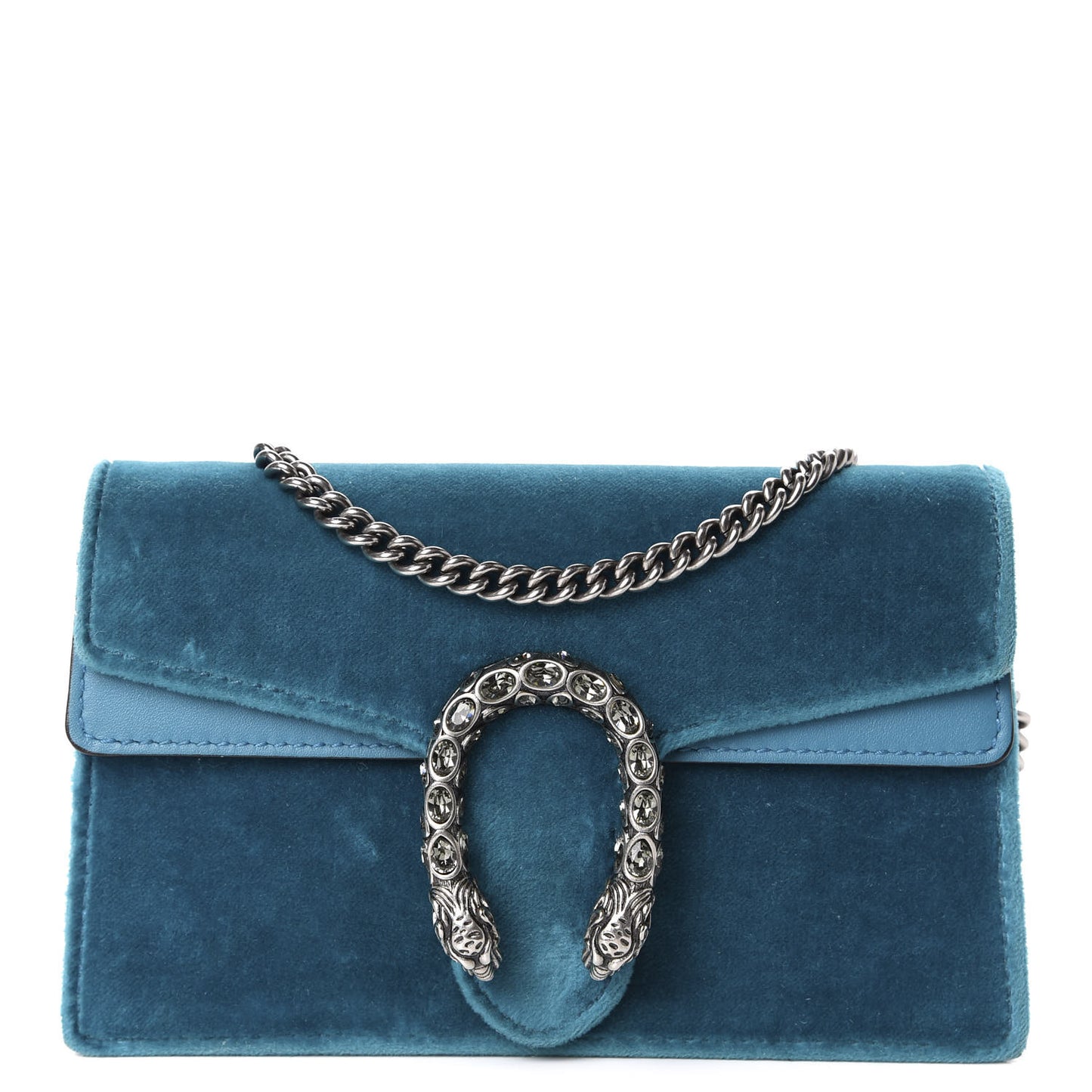 Velvet Super Mini Dionysus Shoulder Bag Pavone Cyan
