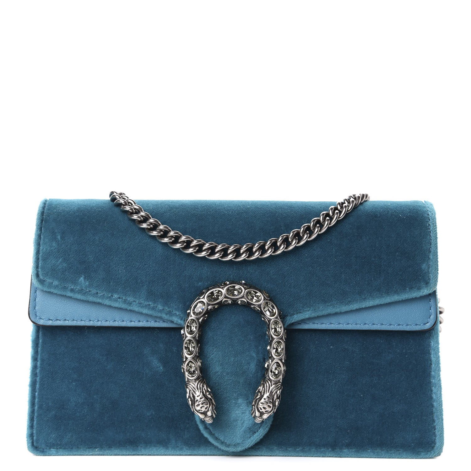 Gucci Velvet Super Mini Dionysus Shoulder Bag Pavone Cyan 1 of 9