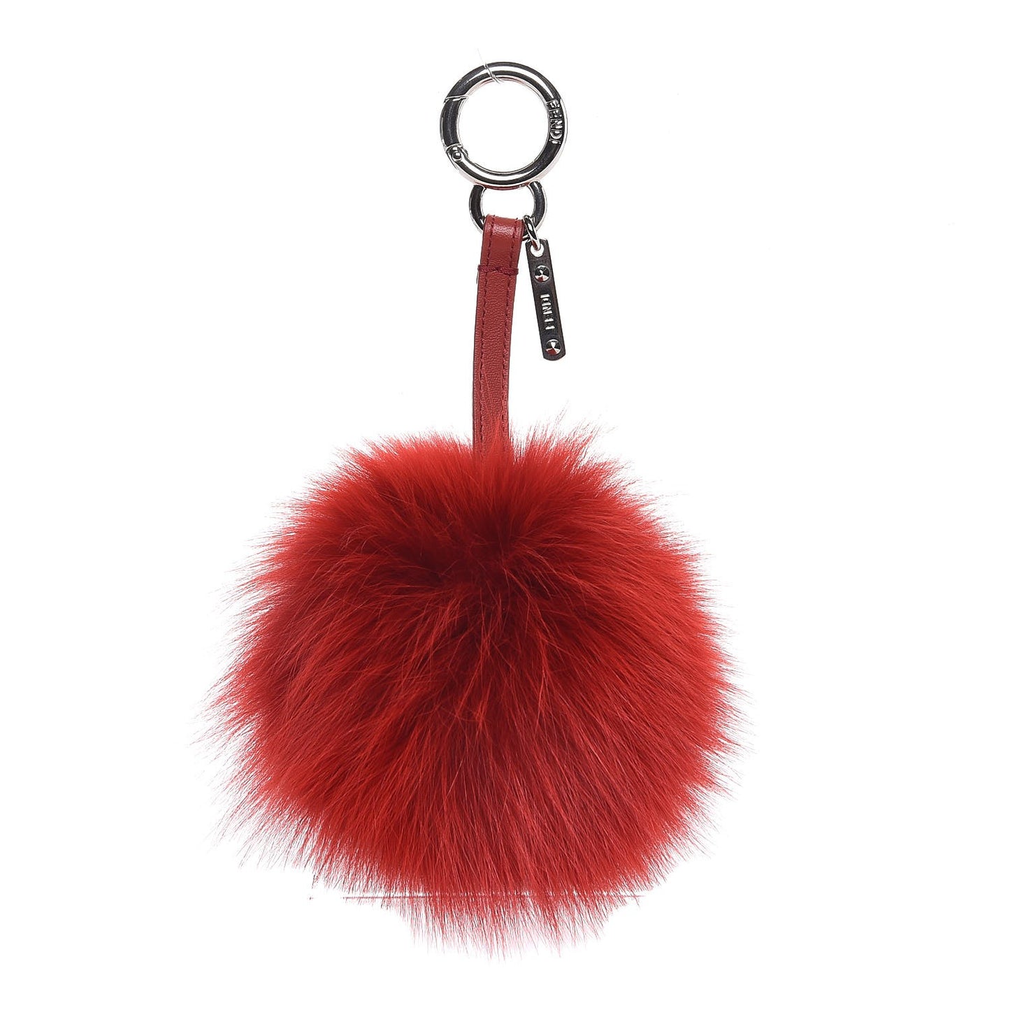 Fox Fur Pom Pom Bag Charm Red