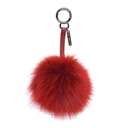 Fendi Fox Fur Pom Pom Bag Charm Red 1 of 3