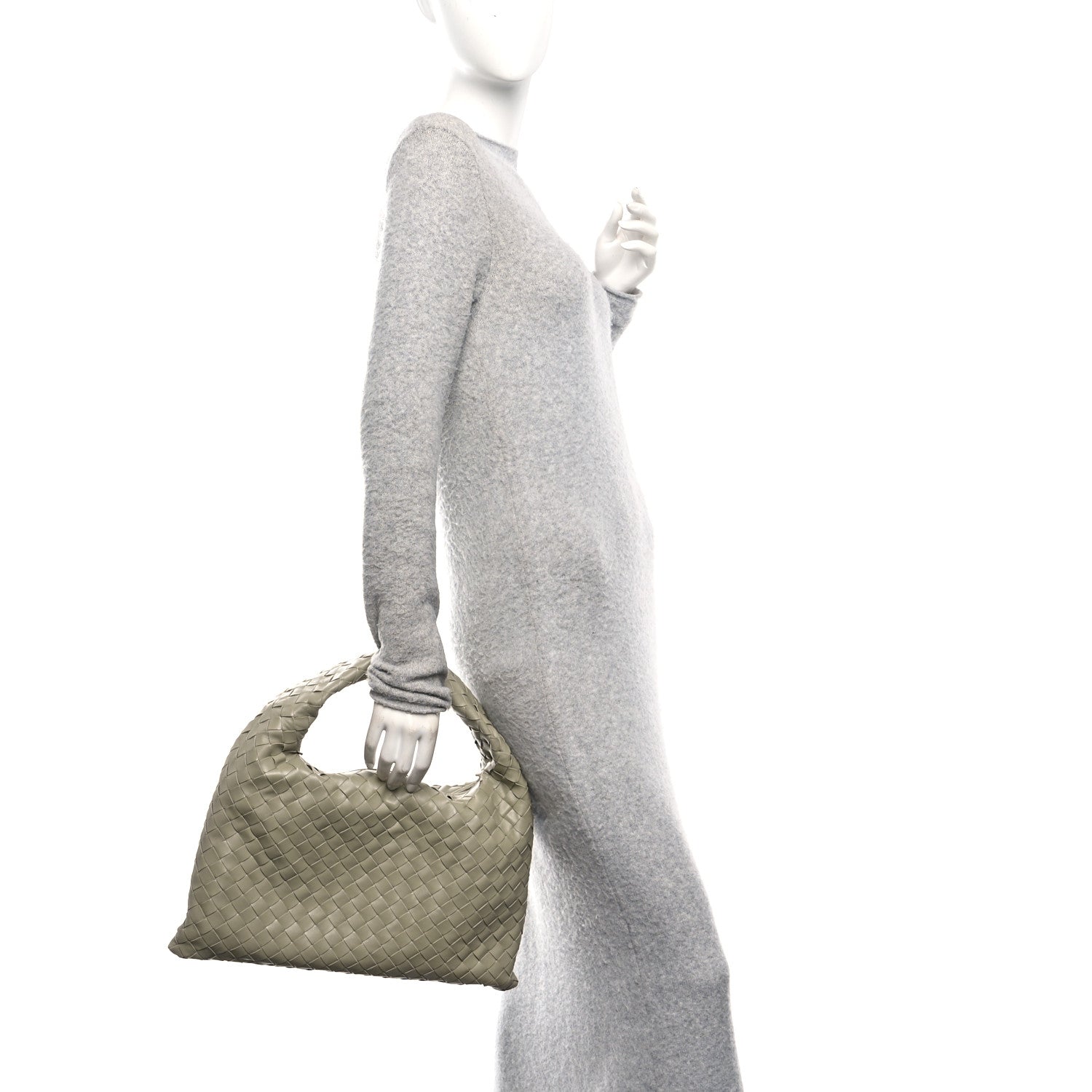 Bottega Veneta Calfskin Intrecciato Small Hop Travertine 2 of 11