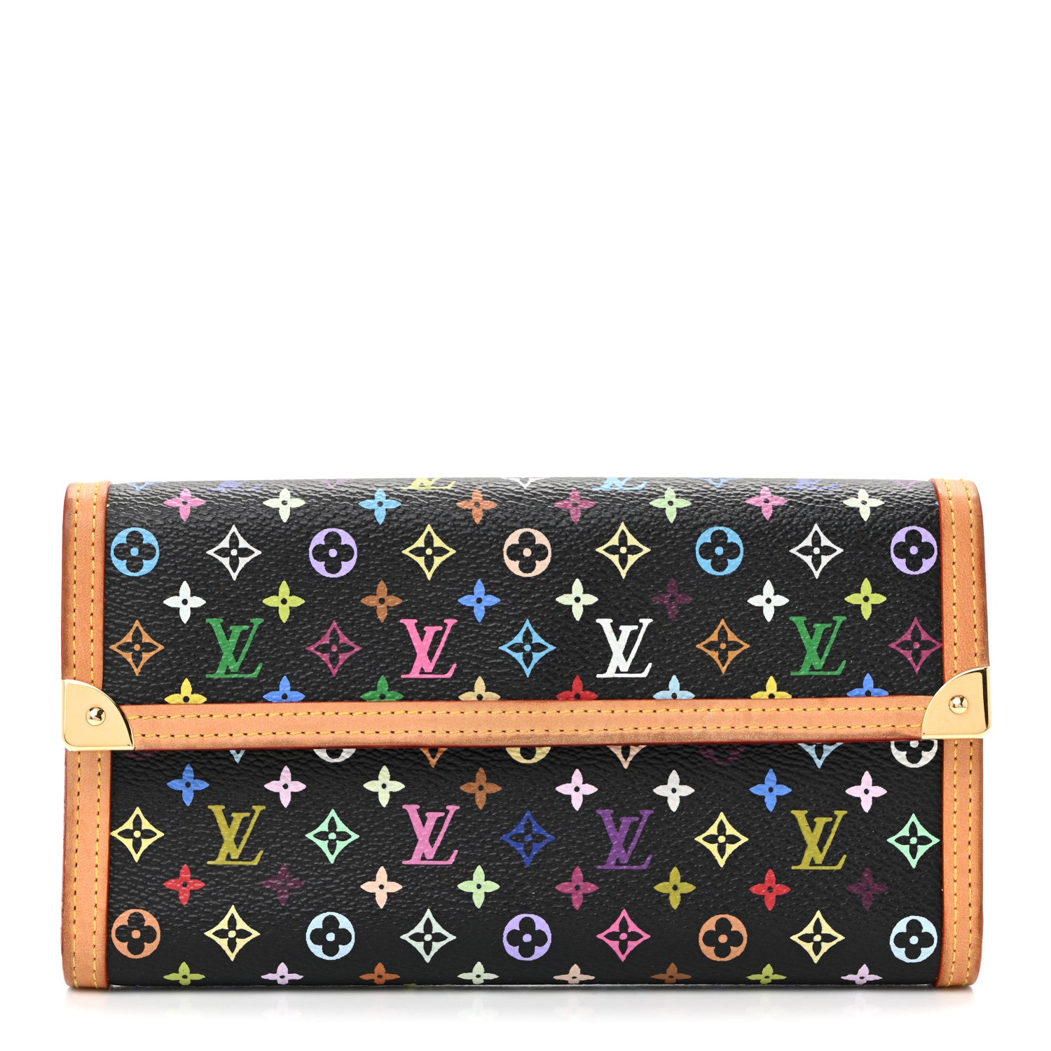 Louis Vuitton Monogram Multicolor Porte Tresor International Wallet Black 1 of 11