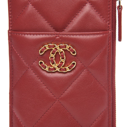 Chanel Shiny Goatskin Quilted 19 Flat Wallet Pouch Red 10 of 10