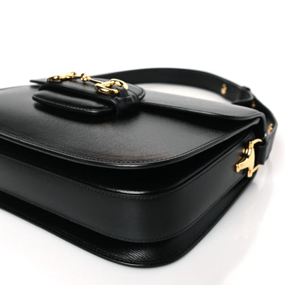 Gucci Textured Calfskin Horsebit 1955 Shoulder Bag Black 9 of 9