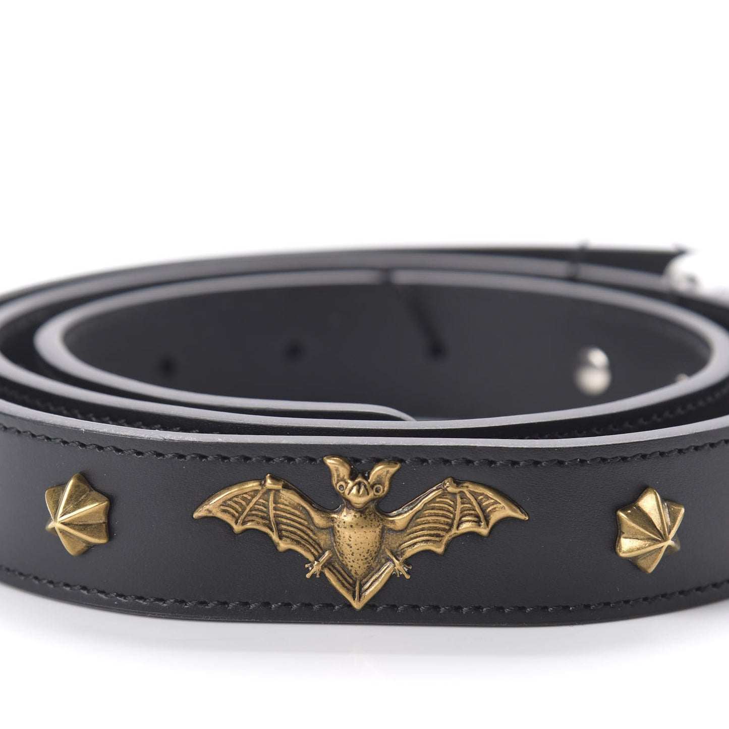 Calfskin Star Studded Torchon Double G Belt 100 40 Black