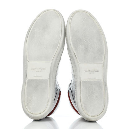 Saint Laurent Metallic Calfskin Perforated Court Classic SL/10H High Top Sneakers 41.5 Silver 5 of 17