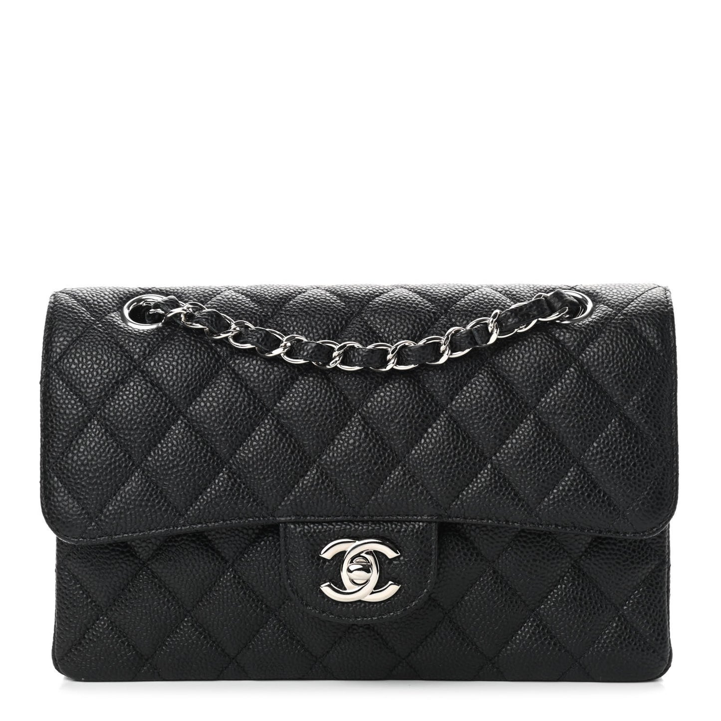 Caviar Quilted Small Double Flap Black
