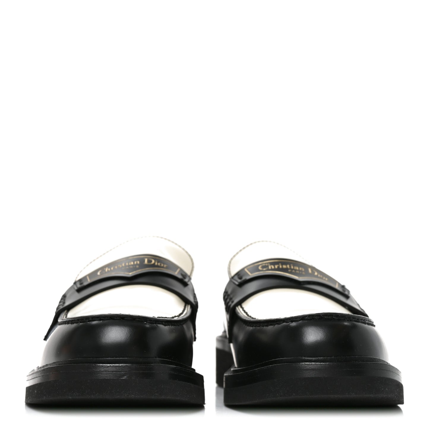 Brushed Calfskin Boy Loafers 39 Black White
