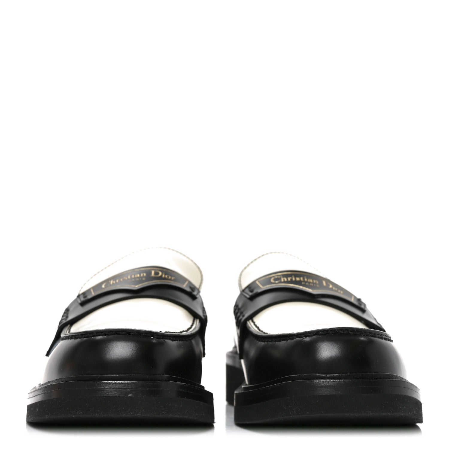 Christian Dior Brushed Calfskin Boy Loafers 39 Black White 2 of 8