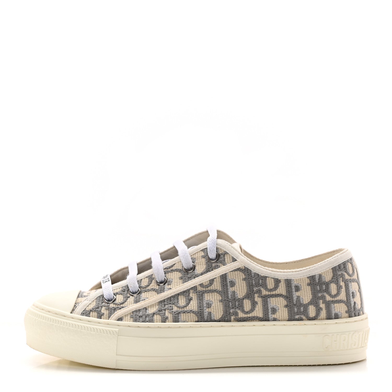 Christian Dior Canvas Oblique Walk'N'Dior Low Top Sneakers 37 Grey Stone 1 of 16