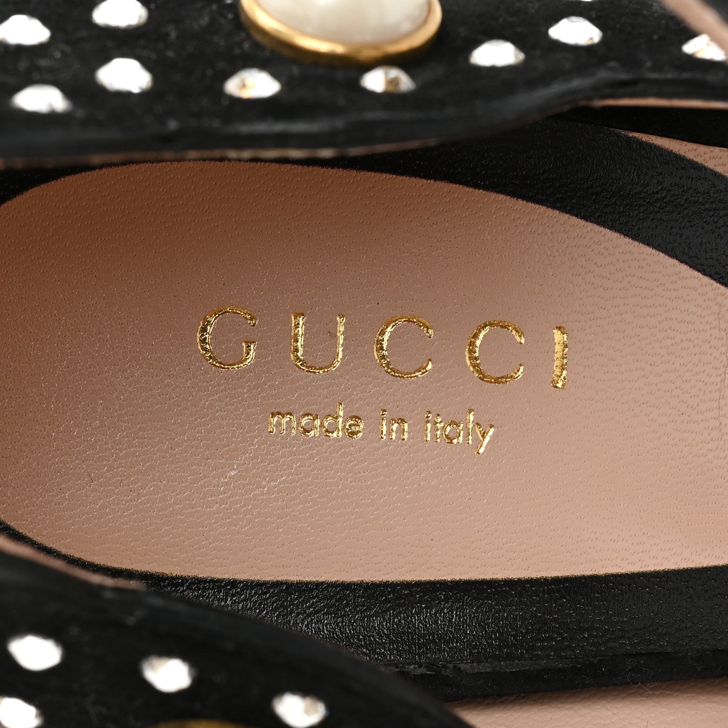 Gucci Suede Snakeskin Pearl Studded Ofelia Pumps 37 Black 7 of 11