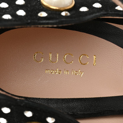 Gucci Suede Snakeskin Pearl Studded Ofelia Pumps 37 Black 7 of 11
