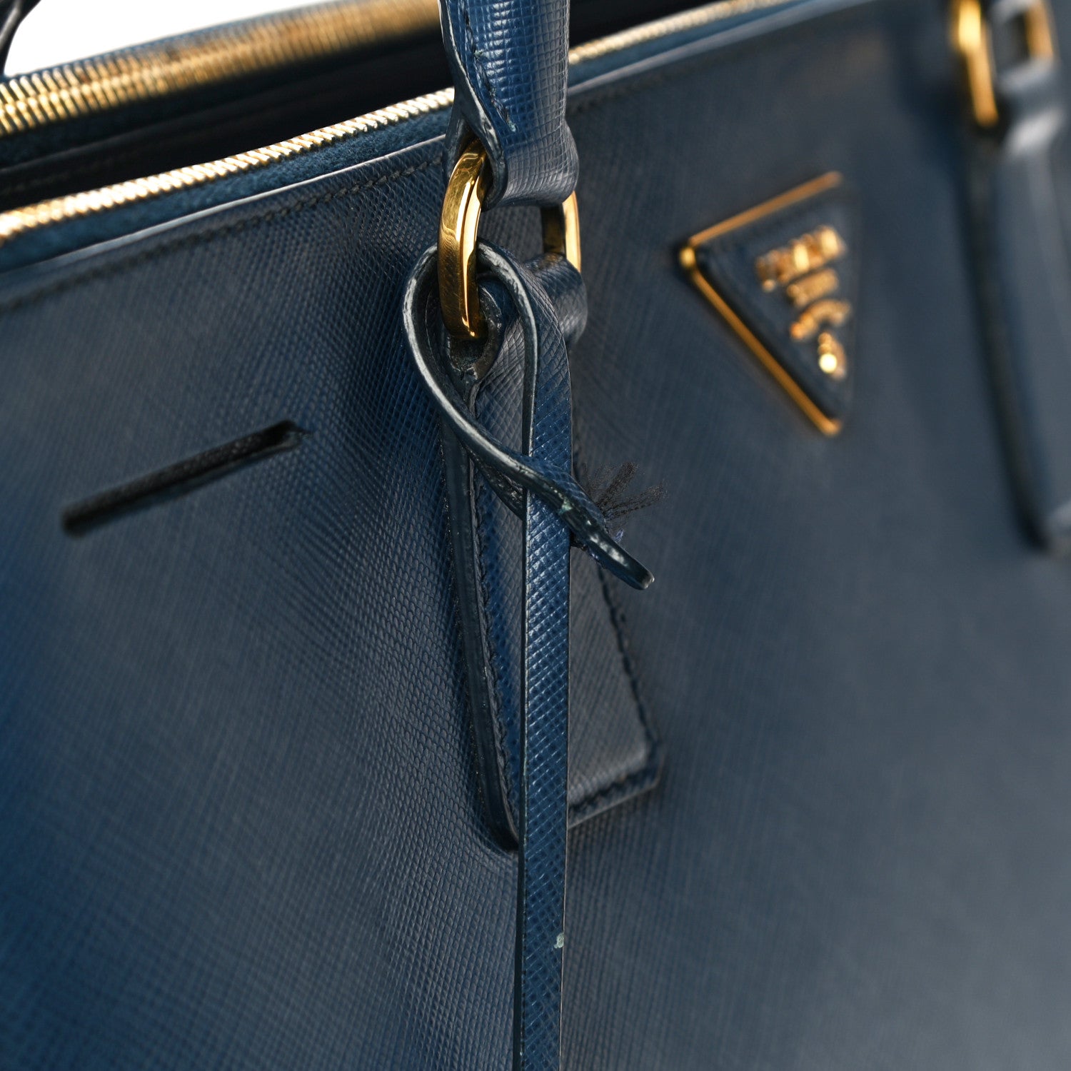 Prada Saffiano Lux Medium Double Zip Tote Bluette 10 of 11