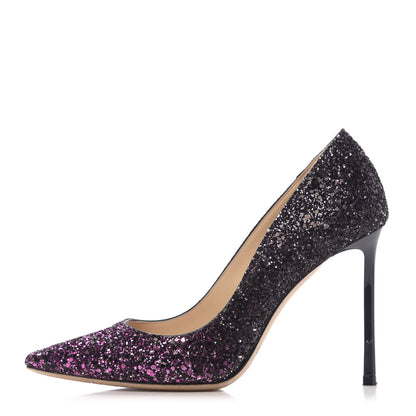 Jimmy Choo Coarse Glitter Degrade Romy 100 Pumps 36 Pink Black 1 of 12