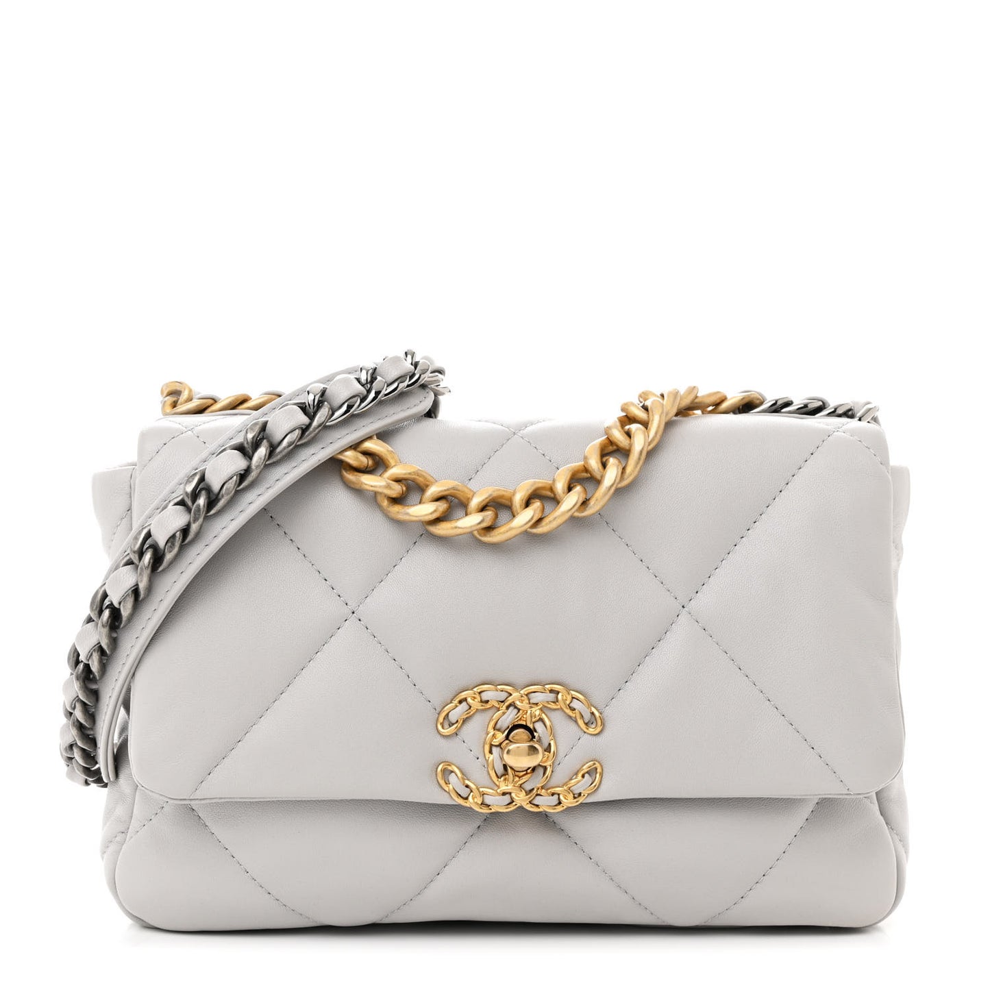 Lambskin Quilted Medium Chanel 19 Flap Grey