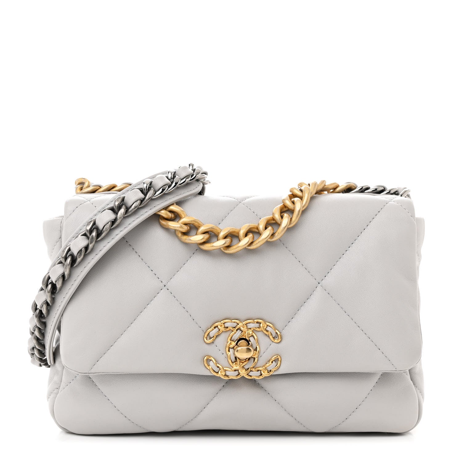 Chanel Lambskin Quilted Medium Chanel 19 Flap Grey 1 of 10